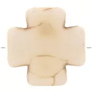 15mm Greek cross bead - Dyed imitation Howlite - Ivory x1