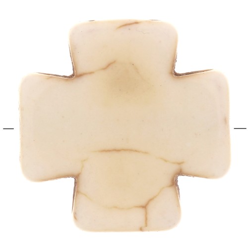15mm Greek cross bead - Dyed imitation Howlite - Ivory x1