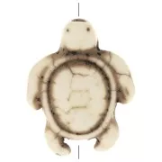 18x14mm Turtle bead dyed imitation Howlite - Ivory x1
