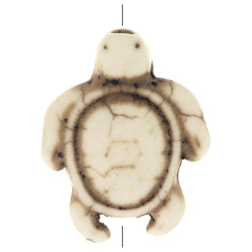 18x14mm Turtle bead dyed imitation Howlite - Ivory x1