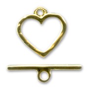 Heart toggle clasp 20mm Fine Gold Plated x1