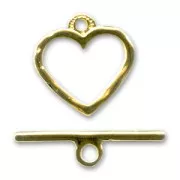 Heart toggle clasp 20mm Fine Gold Plated x1