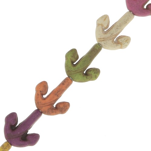 15.5x14mm Anchor dyed imitation Howlite beads - Multicoloured x37cm