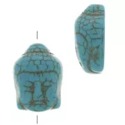 20x14.5mm Buddha bead dyed imitation Howlite - Turquoise x1