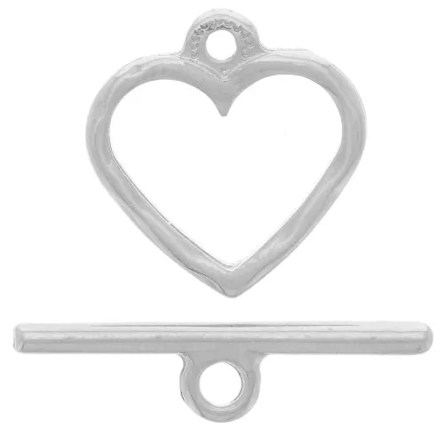 Heart toggle clasp 20mm - Rhodium x1