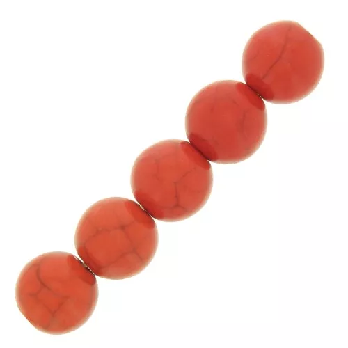 6mm Imitation Howlite Dyed Round beads - Orange x20