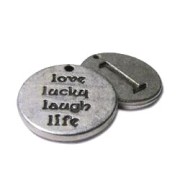 Charm L love/lucky/laught/life L 15mm Antique Silver Plating x1|raw }}