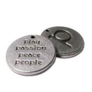 Charm P play/passion/peace/people  15mm Antique Silver Plating x1