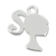 Girly pendant 25mm Silver tone x1