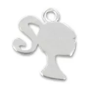 Girly pendant 25mm Silver tone x1