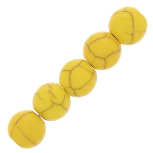 8mm Imitation Howlite Dyed Round beads - Yellow x10