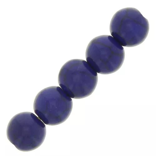 8mm Imitation Howlite Dyed Round beads - Dark Blue x10