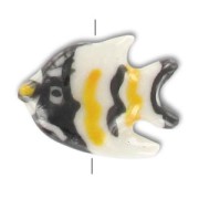 Ceramics Fish 18x23mm Black/Yellow x1