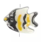 Ceramics Fish 18x23mm Black/Yellow x1