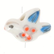 Ceramics Bird 14x16mm White/Blue x1|raw }}