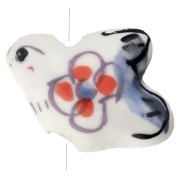 Ceramic Bird, 15x20 mm, White/Blue, 1 pc.