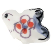 Ceramic Bird, 15x20 mm, White/Blue, 1 pc.