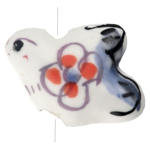 Ceramic Bird, 15x20 mm, White/Blue, 1 pc.