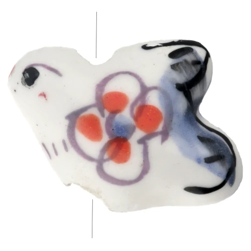 Ceramic Bird, 15x20 mm, White/Blue x1