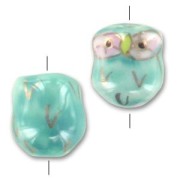 Ceramics Owl 15x13mm Green x1