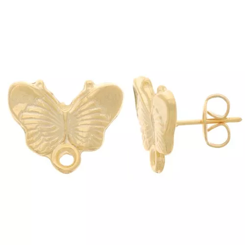 Earstuds butterfly shaped 16mm fine Gold plated x2
