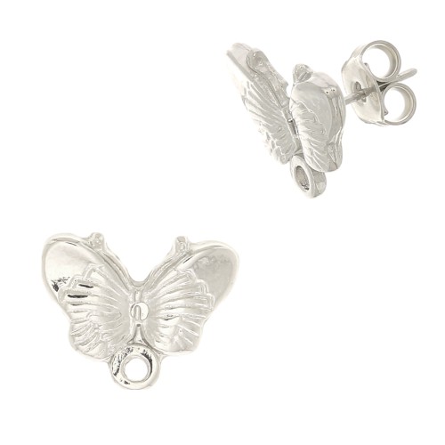 Earstuds butterfly shaped 16mm Rhodium Tone x2