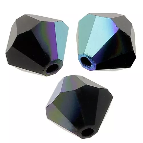 3mm Preciosa Crystal Bicones - MC Bead Rondell - Jet AB x30