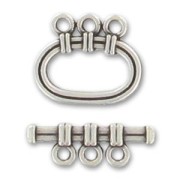Toggle clasp / 3 strands spacer 18mm Antique Silver Plating x1