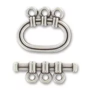 Toggle clasp / 3 strands spacer 18mm Antique Silver Plating x1