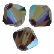 3mm Preciosa Crystal Bicones - MC Bead Rondell - Smoked Topaz AB x30