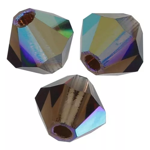 3mm Preciosa Crystal Bicones - MC Bead Rondell - Smoked Topaz AB x30