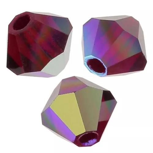 3mm Preciosa Crystal Bicones - MC Bead Rondell - Siam AB x30