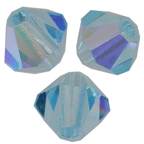 3mm Preciosa Crystal Bicones - MC Bead Rondell - Aqua Bohemica AB x30