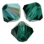 3mm Preciosa Crystal Bicones - MC Bead Rondell - Emerald AB x30