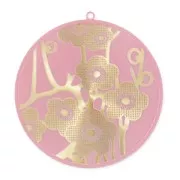 Enameled pendant zen 42mm Light Rose/doré x1