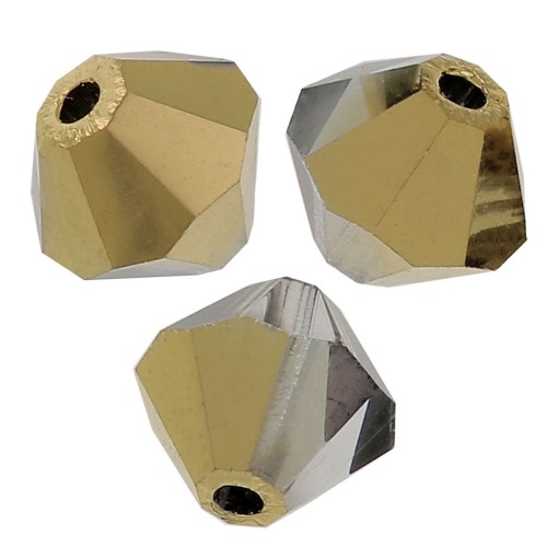 3mm Preciosa Crystal Bicones - MC Bead Rondell - Crystal Aurum Half x30