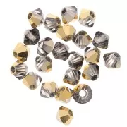 3mm Preciosa Crystal Bicones - MC Bead Rondell - Crystal Aurum Half x30