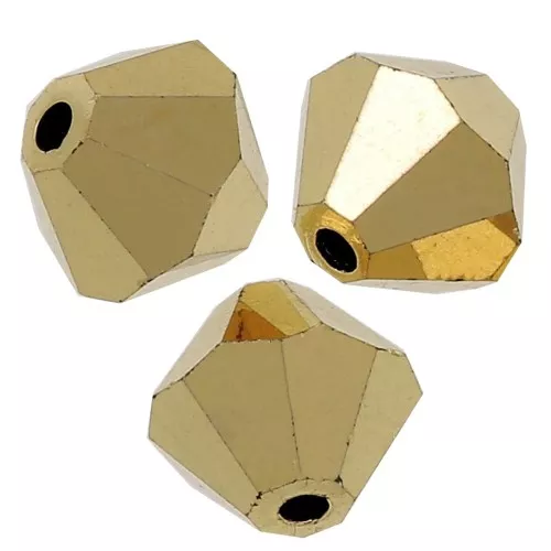 3mm Preciosa Crystal Bicones - MC Bead Rondell - Crystal Aurum Full x30