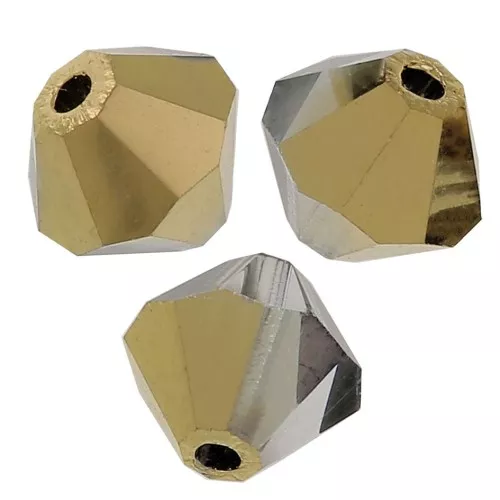 5mm Preciosa Crystal Bicones - MC Bead Rondell - Crystal Aurum Half x12