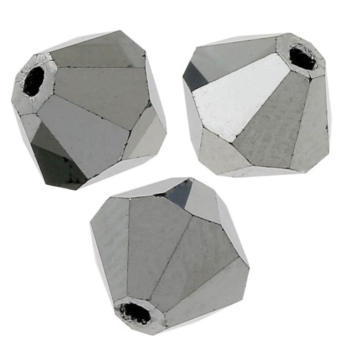 5mm Preciosa Crystal Bicones - MC Bead Rondell - Jet Hematite Full x12