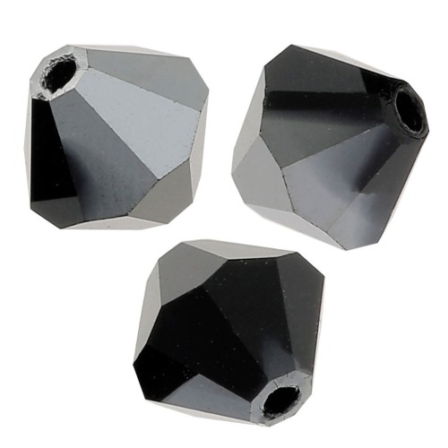 5mm Preciosa Crystal Bicones - MC Bead Rondell - Jet Hematite Half x12