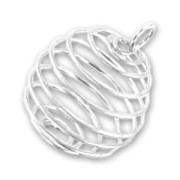 Bead cage pendant 20mm Silver tone x 1