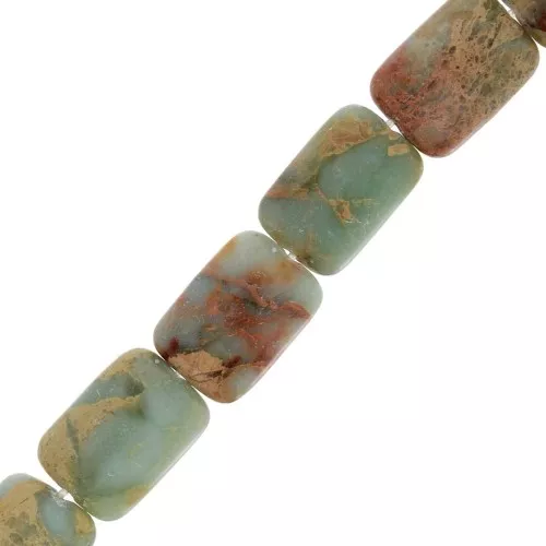 Beads Aqua Terra Jasper flat rectangle beads 14.5x10.5mm x4
