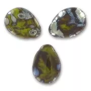 Flat drops 12x16mm Opaque Olivine Picasso x6