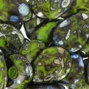Flat drops 12x16mm Opaque Olivine Picasso x6