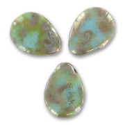 Flat drops 12x16mm Turquoise Picasso x6|raw }}