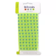 Ribbon Flower Turquoise on Green x 5m