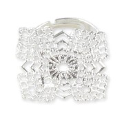 Filigreed squared base 22mm Silver tone x1