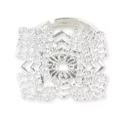 Filigreed squared base 22mm Silver tone x1