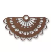 Light weight pendant Fan-shaped 22x38mm Old copper tone x1